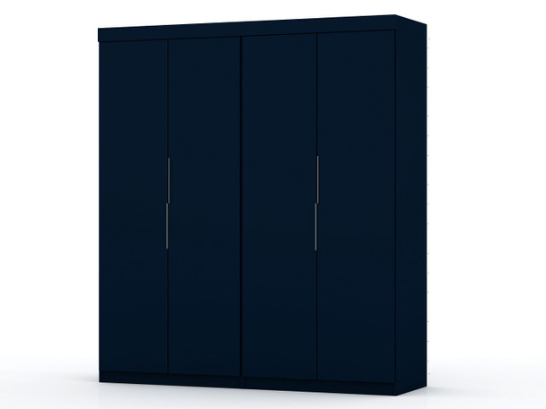 Manhattan Comfort 121GMC4 Mulberry 2 Sectional Modern Wardrobe Closet with 4 Drawers - Set of 2 in Tatiana Midnight Blue