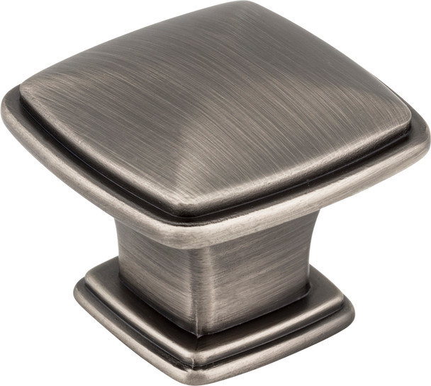 Jeffrey Alexander 1-3/16" Overall Length Brushed Pewter Square Milan 1 Cabinet Knob 1091BNBDL