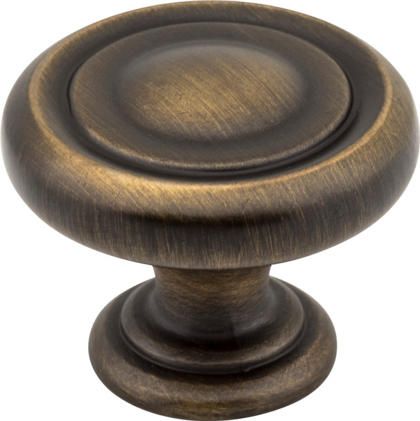 Jeffrey Alexander 1-1/4" Diameter Antique Brushed Satin Brass Bremen 1 Cabinet Knob 117ABSB