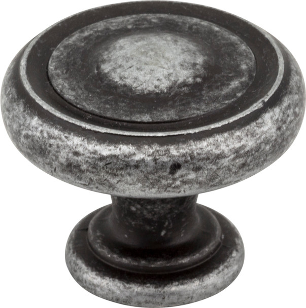 Jeffrey Alexander 1-1/4" Diameter Distressed Antique Silver Bremen 1 Cabinet Knob 117SIM