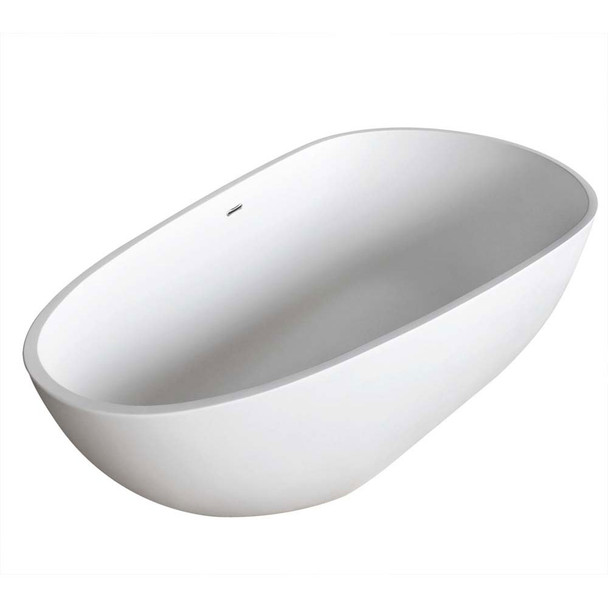 Fiume 5.6 ft. Man-Made Stone Center Drain Freestanding Bathtub in Matte White