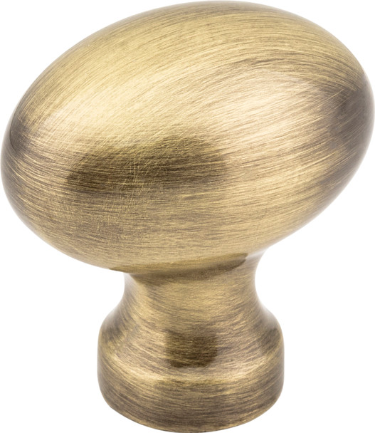 Jeffrey Alexander 1-3/16" Overall Length Brushed Antique Brass Football Bordeaux Cabinet Knob 3990AB