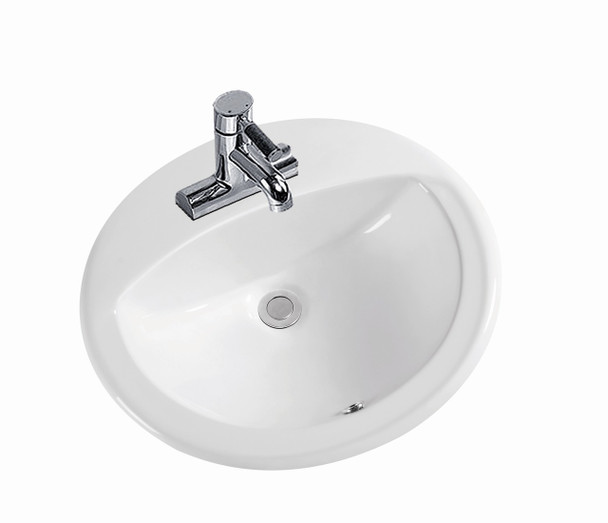 Ceramic Overmount Basin In White, 4" Holes SK-25-WH