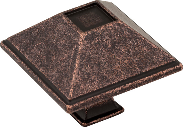 Jeffrey Alexander 1-1/2" Overall Length Distressed Oil Rubbed Bronze Square Tahoe Cabinet Knob 602DMAC