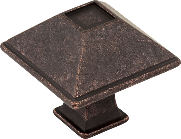 Jeffrey Alexander 1-1/4" Overall Length Distressed Oil Rubbed Bronze Square Tahoe Cabinet Knob 602S-DMAC