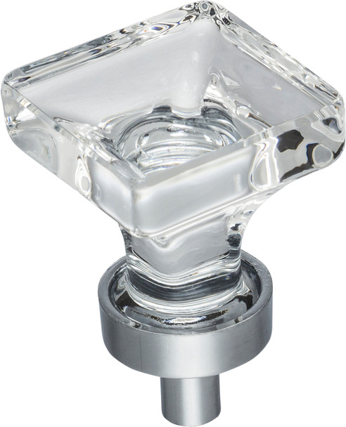 Jeffrey Alexander 1" Overall Length Polished Chrome Square Glass Harlow Cabinet Knob G140PC