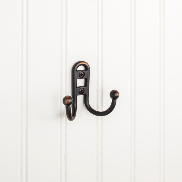 Elements 2-9/16" Brushed Oil Rubbed Bronze Classic Double Prong Ball End Wall Mounted Hook YD25-256DBAC
