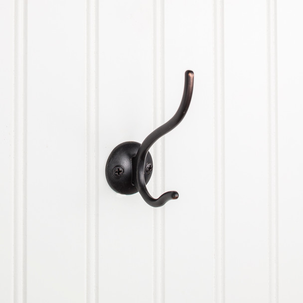 Elements 3-13/16" Brushed Oil Rubbed Bronze Slender Contemporary Double Prong Wall Mounted Hook YD30-381DBAC