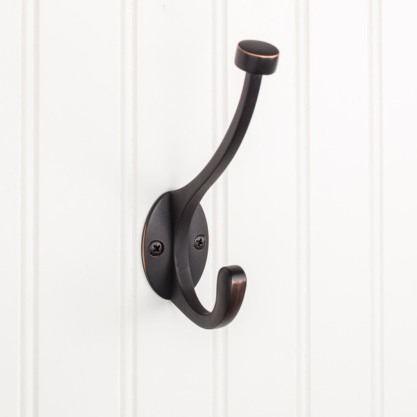 Elements 5-1/2" Brushed Oil Rubbed Bronze Pilltop Double Prong Wall Mounted Hook YD60-550DBAC
