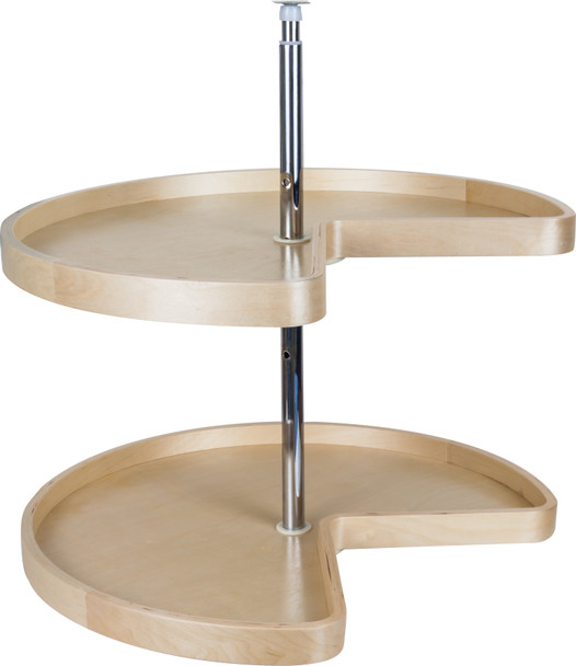 Hardware Resources 24" Kidney Two-Shelf Banded Wood Lazy Susan Set BLSK224-SET