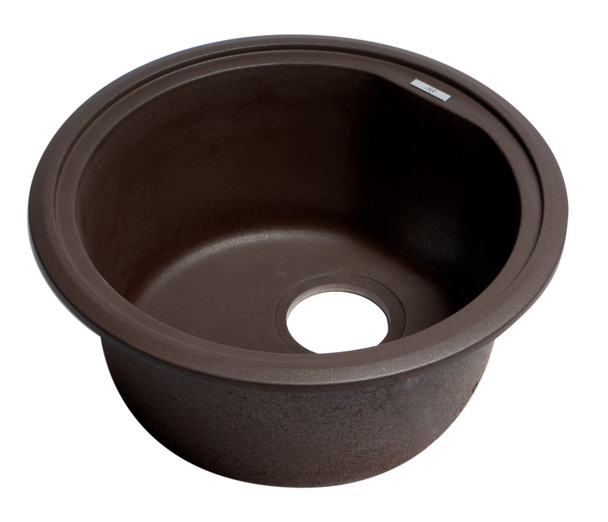 ALFI brand AB1717UM-C Chocolate 17" Undermount Round Granite Composite Kitchen Prep Sink