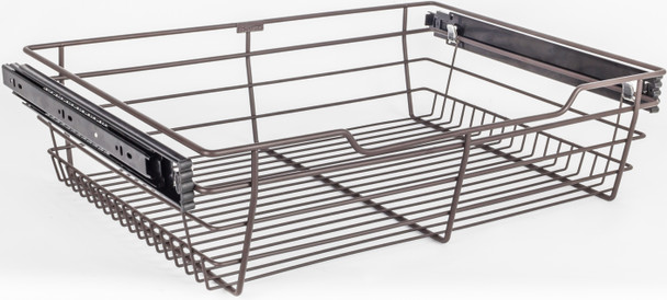 Hardware Resources Dark Bronze Closet Pullout Basket with Slides 14"D x 23"W x 6"H POB1-14236ORB