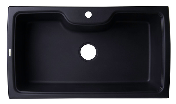 ALFI brand AB3520DI-BLA Black 35" Drop-In Single Bowl Granite Composite Kitchen Sink