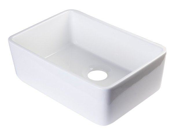 ALFI brand AB503-W White 23" Smooth Apron Fireclay Single Bowl Farmhouse Kitchen Sink