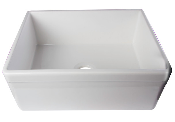 ALFI brand AB506-W White 26" Decorative Lip Apron Single Bowl Fireclay Farmhouse Kitchen Sink