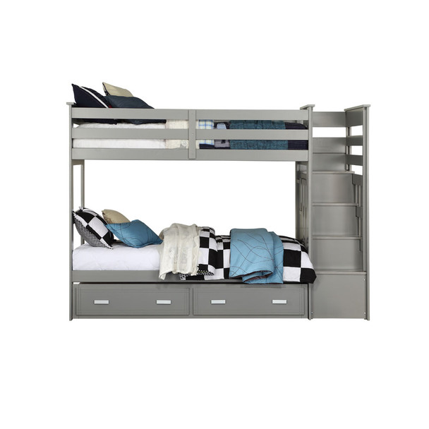 ACME Allentown Gray T/T Bunk Bed With Storage Ladder &Trundle