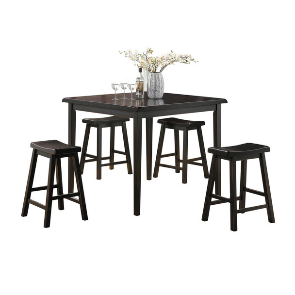 ACME Gaucho 5Pc Pack Counter Height Set, Black
