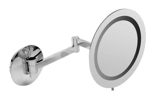 ALFI brandåÊABM9WLED-PCåÊPolished Chrome Wall Mount Round 9" 5x Magnifying Cosmetic Mirror with Light