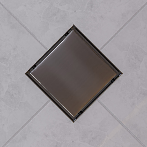 ALFI brand ABSD55B-BSS 5" x 5" Modern Square Polished Stainless Steel Shower Drain with Solid Cover