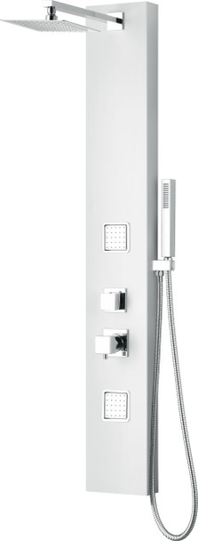 ALFI brand ABSP60W White Aluminum Shower Panel with 2 Body Sprays and Rain Shower Head