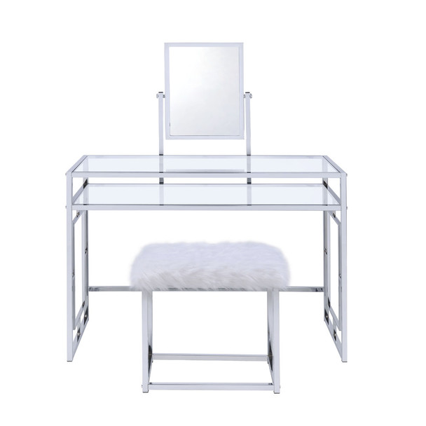 ACME 90314 Carenze II Vanity Set, White & Chrome