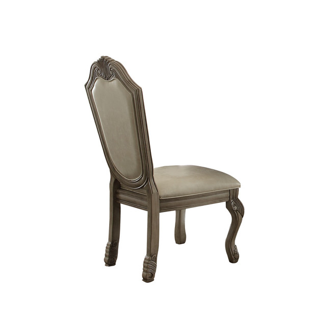 ACME 64067 Chateau de Ville Side Chair (Set-2), PU & Antique White