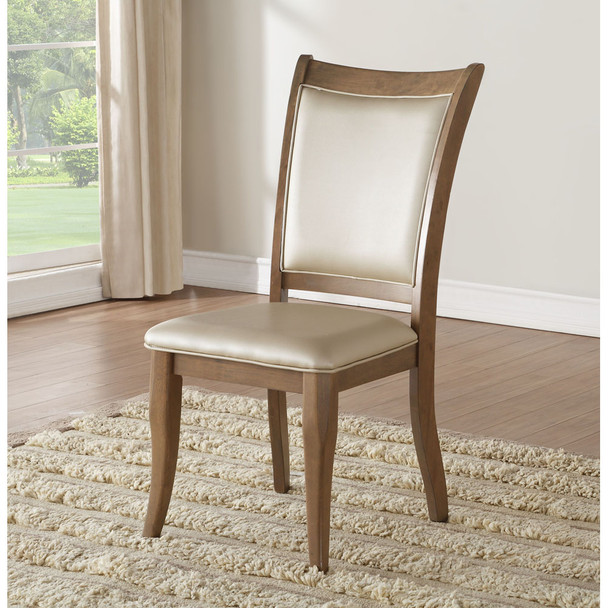 ACME 71767 Harald Side Chair (Set-2), Beige PU & Gray Oak