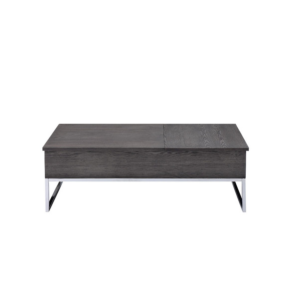 ACME 81170 Iban - Coffee Table w/Lift Top, Gray Oak & Chrome