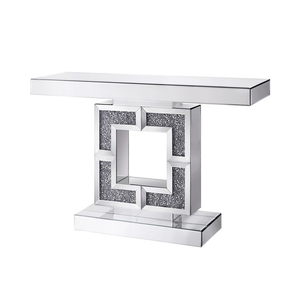 ACME 90450 Noralie Console Table, Mirrored & Faux Diamonds (1Set/2Ctn)