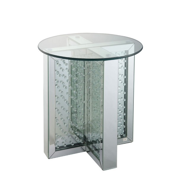 ACME 80217 Nysa End Table, Mirrored & Faux Crystals