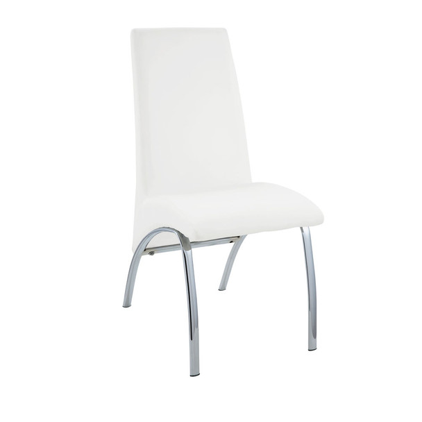 ACME 71107 Pervis Side Chair (Set-2), White PU & Chrome