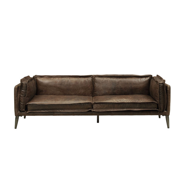 ACME 52480 Porchester Sofa, Distress Chocolate Top Grain Leather