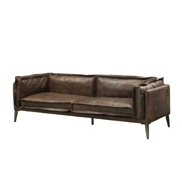 ACME 52481 Porchester Loveseat, Distress Chocolate Top Grain Leather