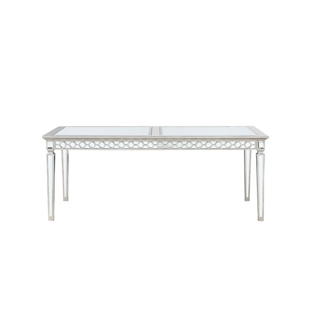 ACME 66155 Varian Dining Table (72"L), Mirrored & Antique Platinum