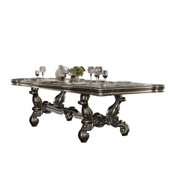 ACME 66830 Versailles Dining Table (136"L), Antique Platinum (1Set/2Ctn)