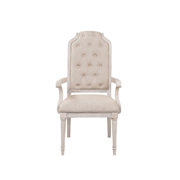 ACME 67533 Wynsor Arm Chair (Set-2), Fabric & Antique Champagne