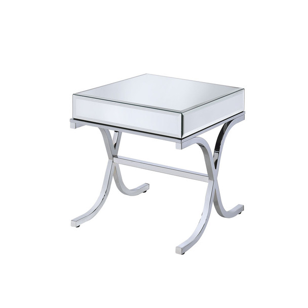 ACME 81197 Yuri End Table, Mirrored Top & Chrome