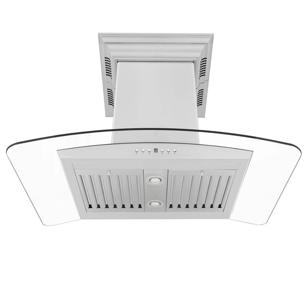 ZLINE GL5iCRN-BT Island Mount Range Hood in Stainless Steel with Built-in CrownSoundÑ¢ Bluetooth Speakers