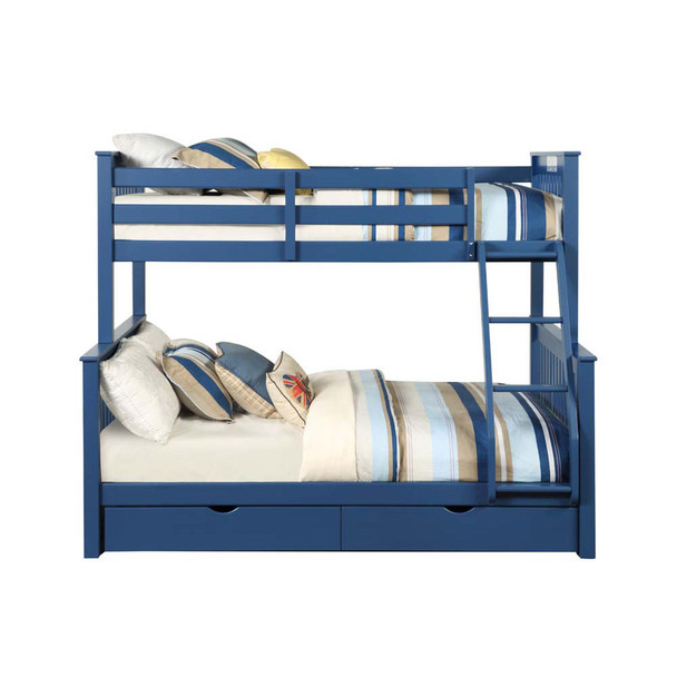 ACME Harley II Twin/Full Storage Bunk Bed, Navy Blue Finish (1Set/2Ctn)