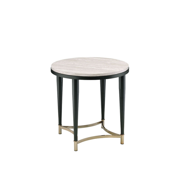 ACME 85382 Ayser End Table, White Washed & Black