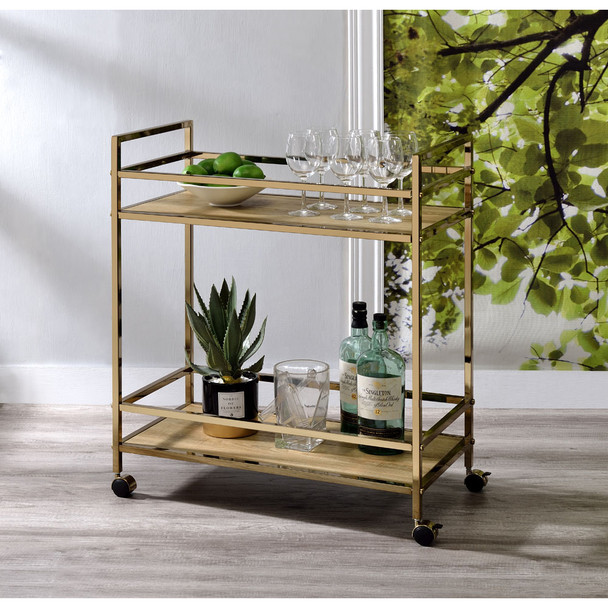 ACME 98218 Barb Serving Cart, Natural & Champagne Finish