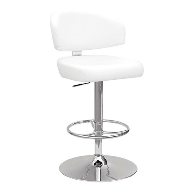 ACME Deka Adjustable Stool w/Swivel, White PU & Chrome, 26"~35" Seat Height