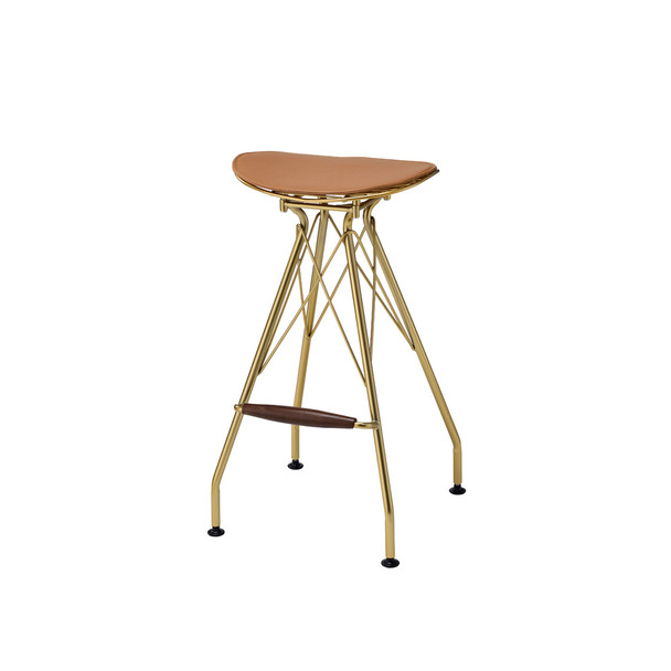 ACME 96850 Dragea Bar Stool (Set-2), Whiskey PU & Gold