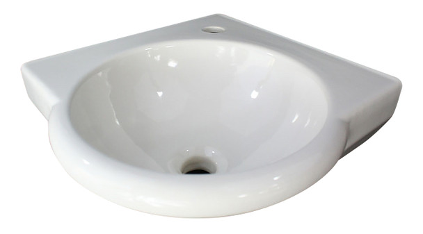 ALFI brand AB104 White 15"  Round Corner Wall Mounted Porcelain Bathroom Sink