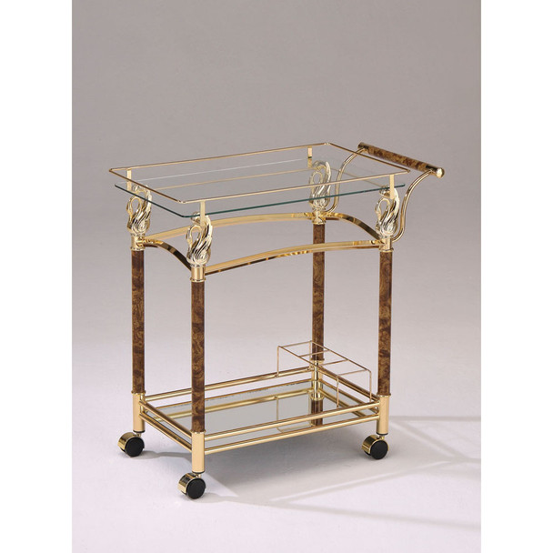 ACME 98002 Helmut Serving Cart, Gold Plated & Clear Glass