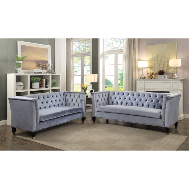 ACME 52785 Honor Sofa, Blue-Gray Velvet