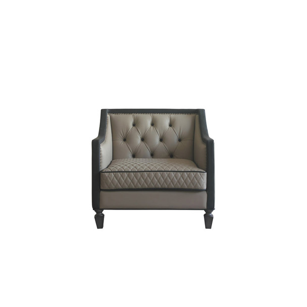 ACME House Beatrice Chair w/Pillow, Tan PU, Black PU & Charcoal Finish
