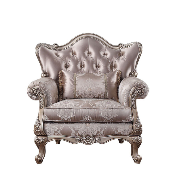 ACME Jayceon Chair w/1 Pillow, Fabric & Champagne