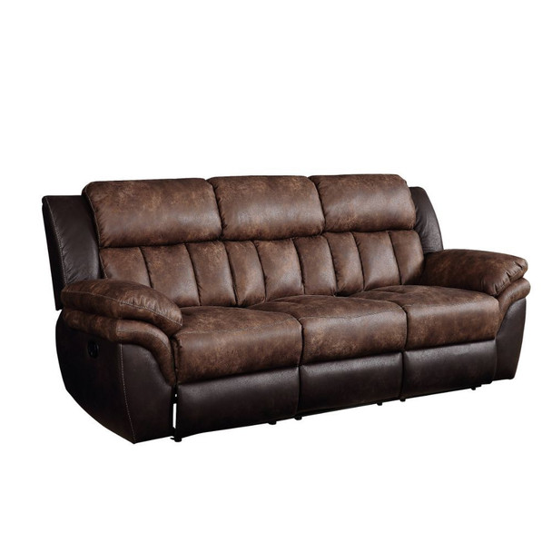 ACME 55425 Jaylen Motion Sofa, Toffee & Espresso Polished Microfiber