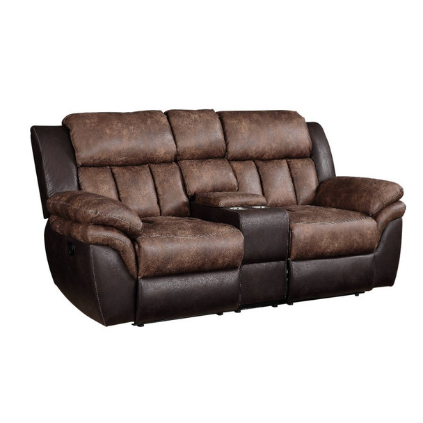ACME 55426 Jaylen Loveseat with Console (Motion), Toffee & Espresso Polished Microfiber